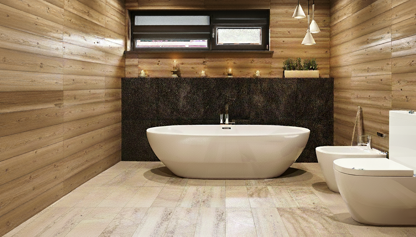 Ванная комната без плитки: 7 бюджетных вариантов для отделки стен