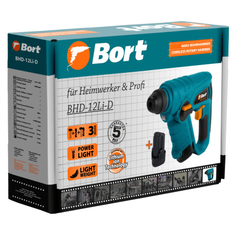 Перфоратор аккумуляторный BORT BHD-12Li-D (2x2,0Ah)