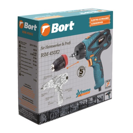 Дрель-шуруповерт электрический BORT BSM-450X2