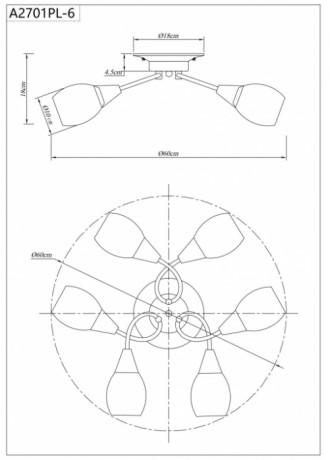 Потолочная люстра Penny A2701PL-6WG