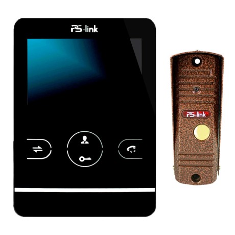 Комплект видеодомофона с вызывной панелью Ps-Link KIT-402DPB-201CR-С