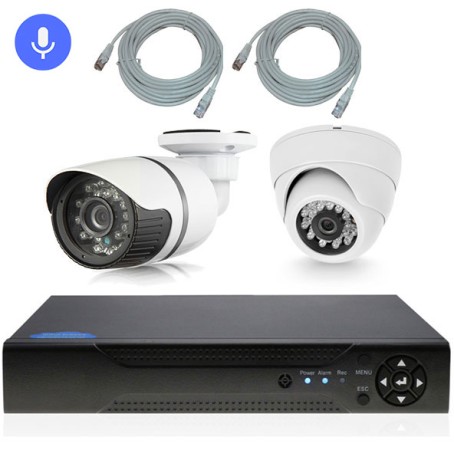 Комплект видеонаблюдения IP Ps-Link KIT-B202IPM-POE / 2Мп / 2 камеры / запись звука