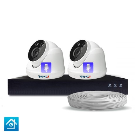 Комплект видеонаблюдения IP Ps-Link KIT-A202IPM-POE / 2Мп / 2 камеры / запись звука