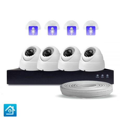 Комплект видеонаблюдения IP Ps-Link KIT-A204IPM-POE / 2Мп / 4 камеры / запись звука