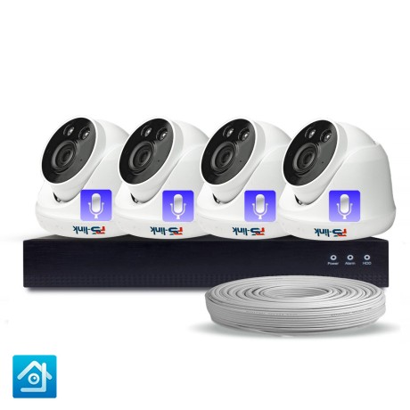 Комплект видеонаблюдения IP Ps-Link KIT-A204IPM-POE / 2Мп / 4 камеры / запись звука