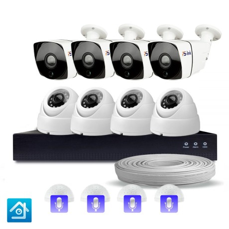 Комплект видеонаблюдения IP Ps-Link KIT-B208IPM-POE / 2Мп / 8 камер / запись звука