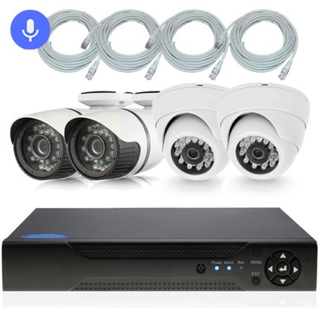 Комплект видеонаблюдения IP Ps-Link KIT-B204IPM-POE / 2Мп / 4 камеры / запись звука
