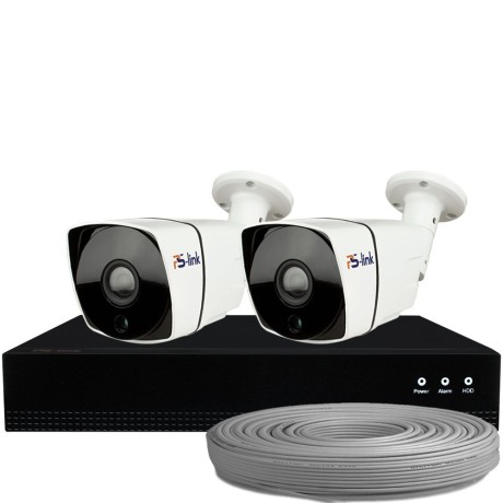Комплект видеонаблюдения IP Ps-Link KIT-C802IP-POE / 8Мп / 2 камеры / питание POE
