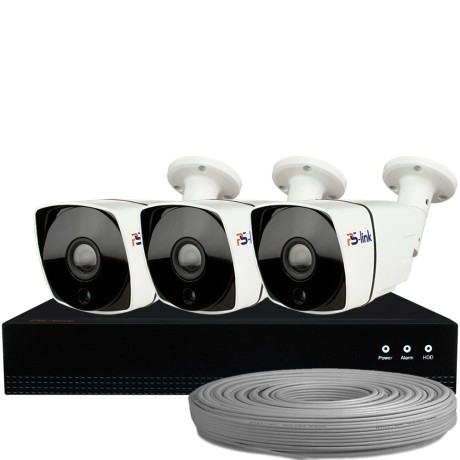 Комплект видеонаблюдения IP Ps-Link KIT-C803IP-POE / 8Мп / 3 камеры / питание POE
