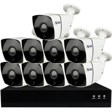 Комплект видеонаблюдения IP Ps-Link KIT-C809IP-POE / 8Мп / 9 камер / питание POE
