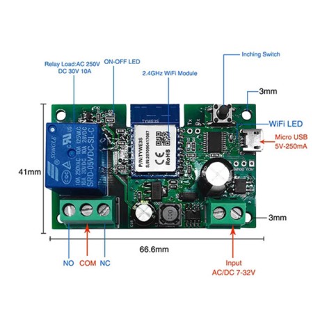 Реле питания WIFI Ps-Link ST-DC1 на 1 канал