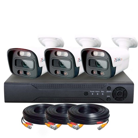 Комплект видеонаблюдения AHD 2Мп Ps-Link KIT-C203HDC / 3 камеры / FullColor