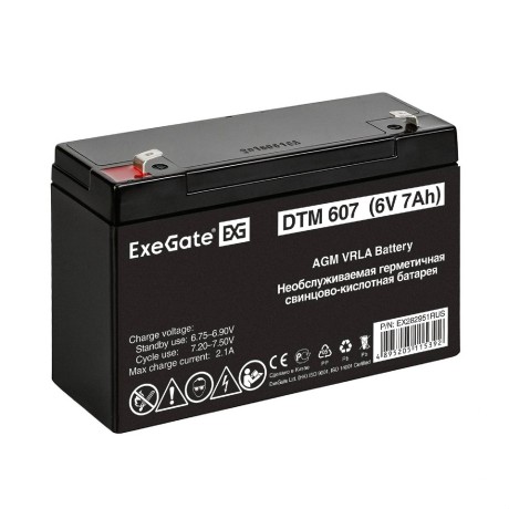 Батарея аккумуляторная EXEGATE DTM 607 (6V 7Ah, клеммы F1)