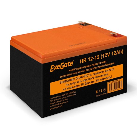 Батарея аккумуляторная EXEGATE HR 12-12 (12V 12Ah 1251W, клеммы F2)