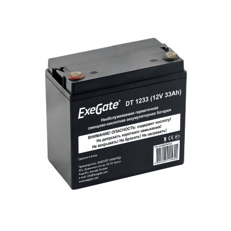 Батарея аккумуляторная EXEGATE DT 1233 (12V 33Ah, под болт М6)