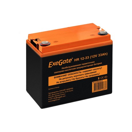 Батарея аккумуляторная EXEGATE HR 12-33 (12V 33Ah, под болт М6)