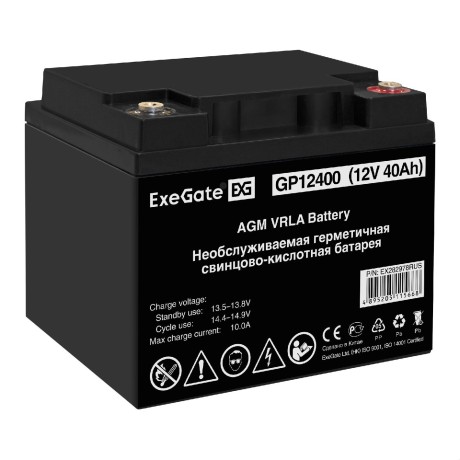 Батарея аккумуляторная EXEGATE GP12400 (12V 40Ah, под болт М6)