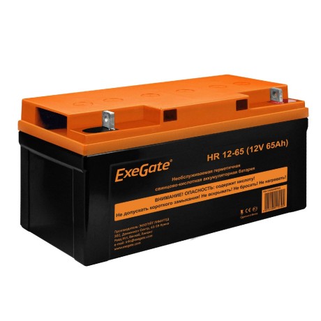 Батарея аккумуляторная EXEGATE HR 12-65 (12V 65Ah, под болт М6)