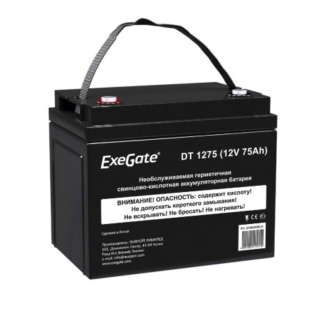 Батарея аккумуляторная EXEGATE DT 1275 (12V 75Ah, под болт М6)