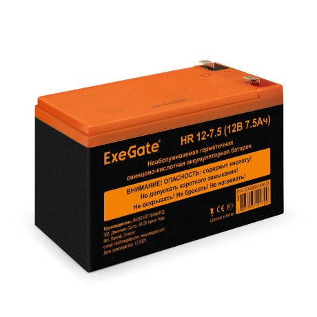Батарея аккумуляторная EXEGATE HR 12-7.5 (12V 7.5Ah 1228W, клеммы F2)