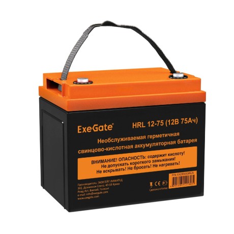 Батарея аккумуляторная EXEGATE HRL 12-75 (12V 75Ah, под болт М6)
