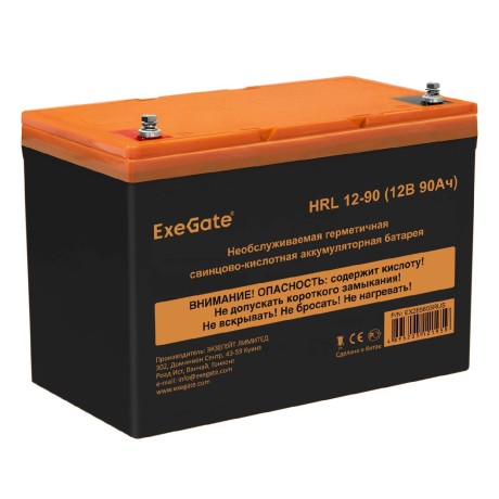 Батарея аккумуляторная EXEGATE HRL 12-90 (12V 90Ah, под болт М6)