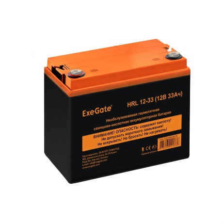 Батарея аккумуляторная EXEGATE HRL 12-33 (12V 33Ah, под болт М6)