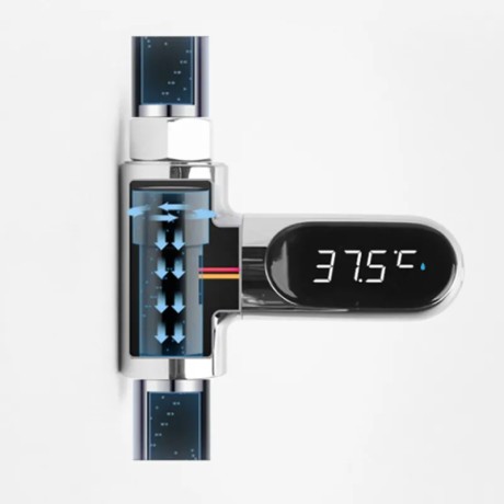 Умный led термометр для душа (360 поворотный светодиодный дисплей), монитор температуры. Работает без батареек!