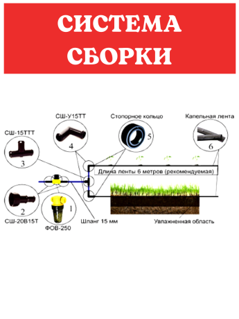 Капельный полив от емкости с фильтром в комплекте КПК-6, 12 м