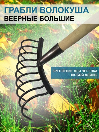 Грабли веерные Волокуша большие 30 см без черенка