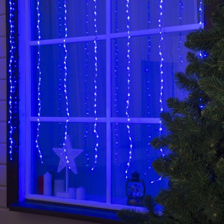 Гирлянда «Водопад» 2 × 1.5 м, IP44, прозрачная нить, 400 LED, свечение синее, 8 режимов, 220 В