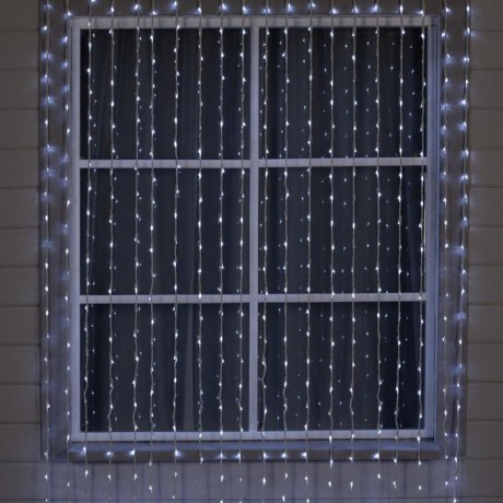 Гирлянда «Водопад» 2 × 6 м, IP44, УМС, белая нить, 1500 LED, свечение белое, 8 режимов, 220 В
