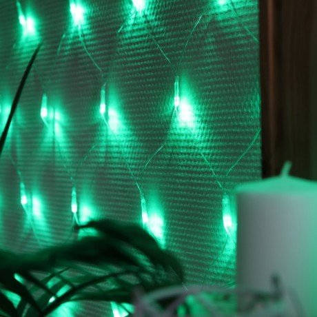 Гирлянда «Сеть» 1.6 × 1.6 м, IP20, прозрачная нить, 144 LED, свечение зелёное, 8 режимов, 220 В