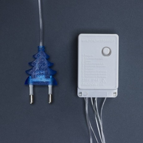 Гирлянда «Бахрома» 2.4 × 0.7 м с насадками «Шарики», IP20, прозрачная нить, 108 LED, свечение синее, 8 режимов, 220 В