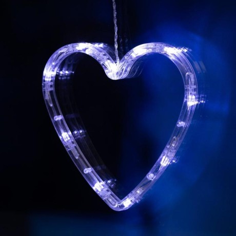Гирлянда «Бахрома» 2.4 × 0.9 м с насадками «Сердце», IP20, прозрачная нить, 186 LED, свечение белое, 8 режимов, 220 В