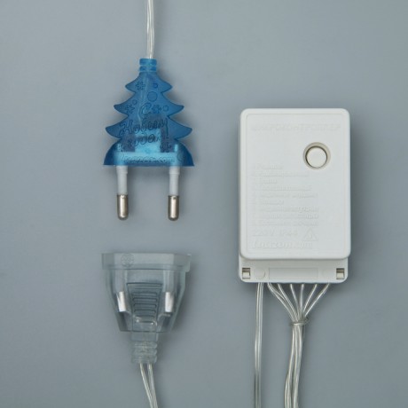Гирлянда «Занавес» 2 × 1.5 м с насадками «Ёжики», IP20, прозрачная нить, 360 LED, свечение синее, 8 режимов, 220 В