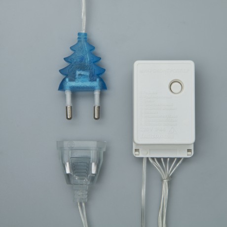Гирлянда «Занавес» 2 × 1.5 м с насадками «Шарики», IP20, прозрачная нить, 360 LED, свечение синее, 8 режимов, 220 В