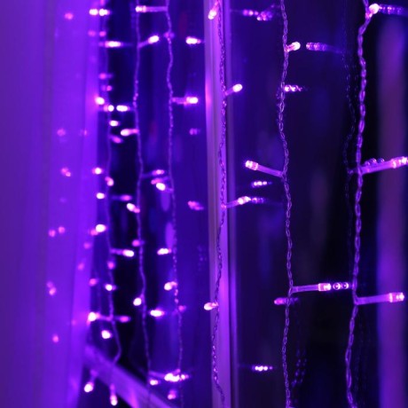 Гирлянда «Занавес» 1.5 × 1 м, IP20, прозрачная нить, 180 LED, свечение фиолетовое, 8 режимов, 220 В