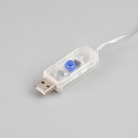 Гирлянда «Занавес» 2.8 × 3 м роса на крючках, с пультом, IP20, серебристая нить, 300 LED, свечение синее, 8 режимов, USB