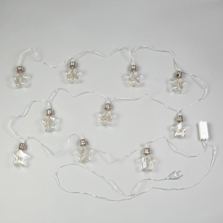 Гирлянда «Нить» 3 м с насадками «Лампочки звездочки», IP20, прозрачная нить, 80 LED, свечение белое, 8 режимов, 220 В