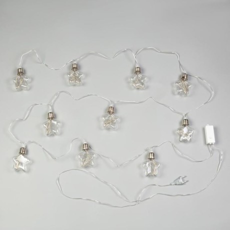 Гирлянда «Нить» 3 м с насадками «Лампочки звёздочки», IP20, прозрачная нить, 80 LED, свечение тёплое белое, 8 режимов, 220 В