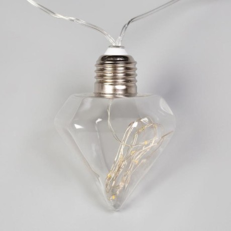Гирлянда «Нить» 3 м с насадками «Лампочки кристалл», IP20, прозрачная нить, 80 LED, свечение тёплое белое, 8 режимов, 220 В