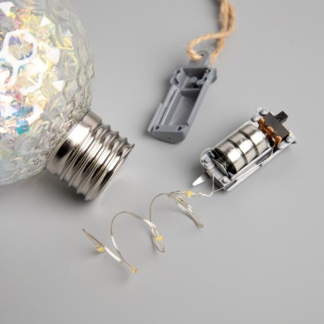 Ёлочный шар «Ретро», батарейки, 5 LED, свечение тёплое белое