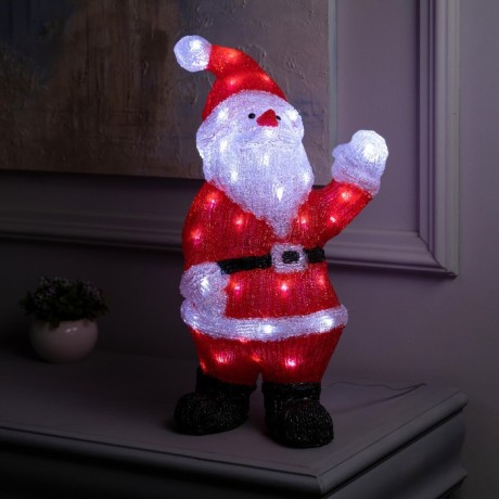 Светодиодная фигура «Дед Мороз» 21 × 45 × 17 см, акрил, 60 LED, 220 В, свечение белое