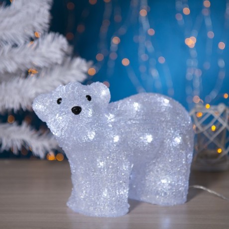 Светодиодная фигура «Медведь малый» 28 × 25 × 15 см, акрил, 40 LED, 220 В, свечение белое