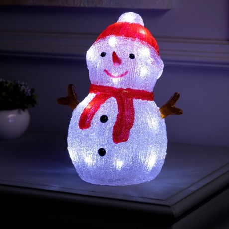 Светодиодная фигура «Снеговик» 15 × 16 × 10 см, акрил, 20 LED, батарейки АА × 3, свечение белое