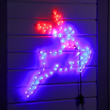Светодиодная фигура «Олень», 72 × 55 см, дюралайт, 80 LED, 220 В, свечение синее/красное