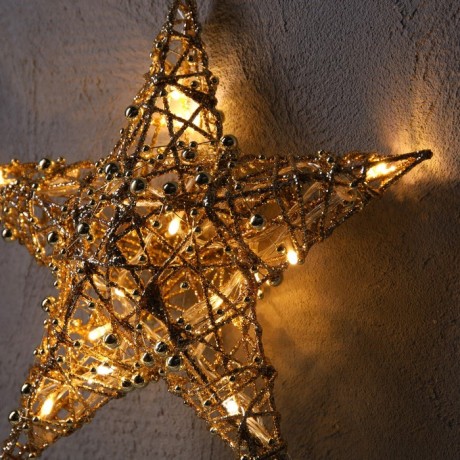Светодиодная фигура «Звезда с бусинами» 30 см, металл, 220 В, свечение тёплое белое