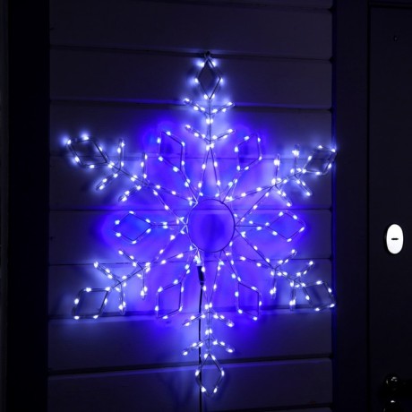 Светодиодная фигура «Снежинка», 90 см, дюралайт, 280 LED, 220 В, мигание, свечение белое/синее