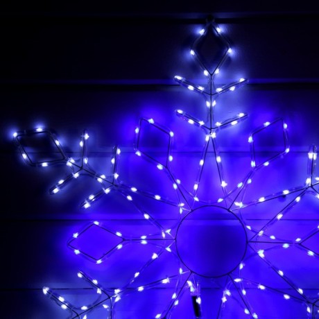 Светодиодная фигура «Снежинка», 90 см, дюралайт, 280 LED, 220 В, мигание, свечение белое/синее